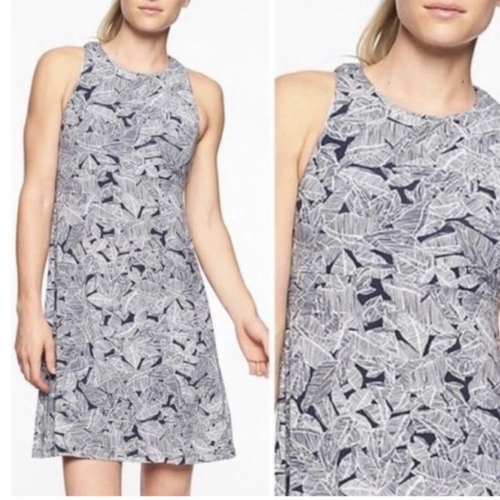Athleta Blue Tank Santorini Athletic Palm Midi Dress Small